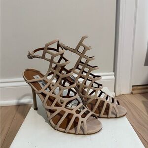 Steve Madden Slithur Blush Nubuck Caged Heels